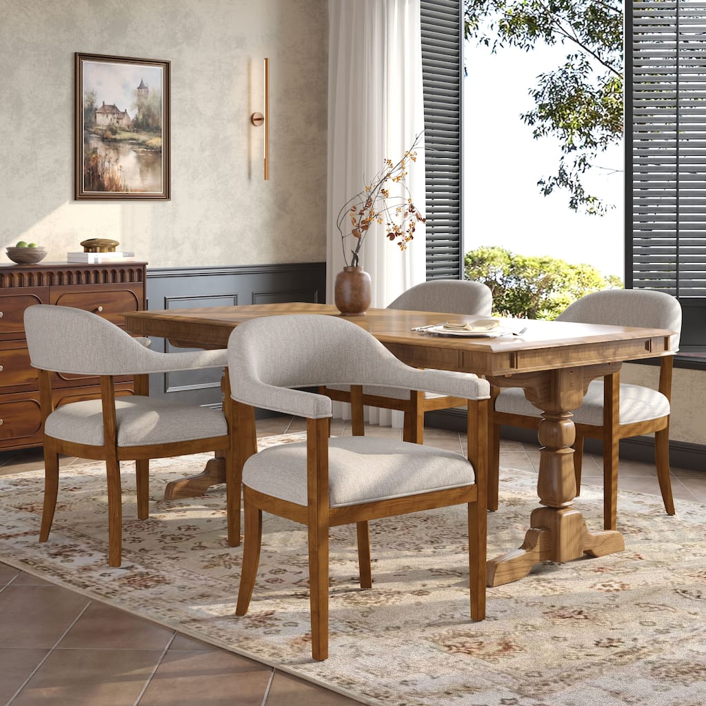 Christopher Knight Home - Upholstered Dining Arm Chair Set with High-Density Foam Padded Cushion & Curved Backrest - 23.62"W