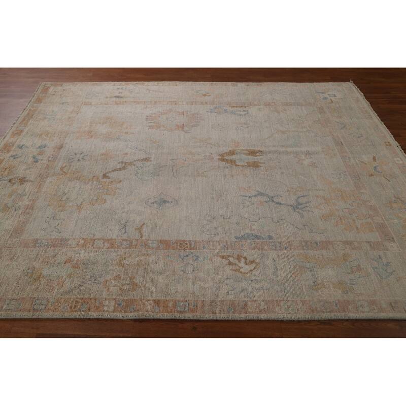 Vegetable Dye Oushak Turkish Wool Area Rug Handmade Traditional Carpet - 6'6" x 8'1"