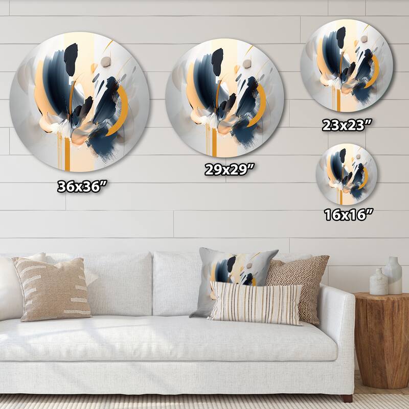 Designart "Abstract Flower Painting" Abstract Metal Round Wall Art