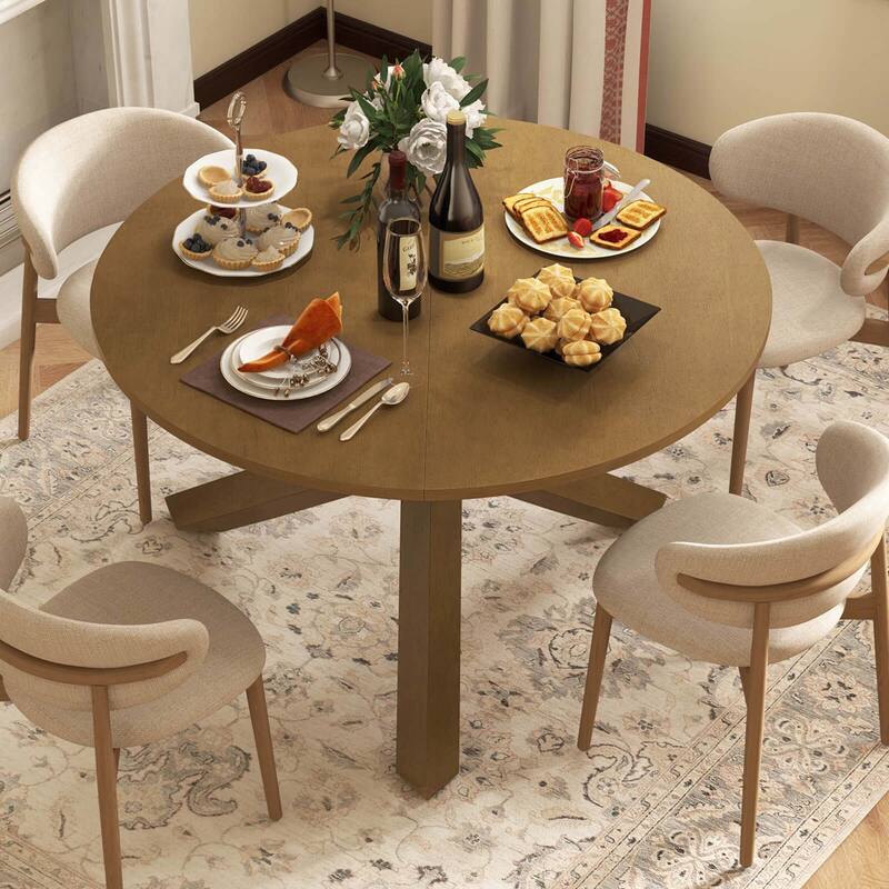 Costway 47" Round Dining Table with Solid Acacia Wood Legs for 4-6 - See Details