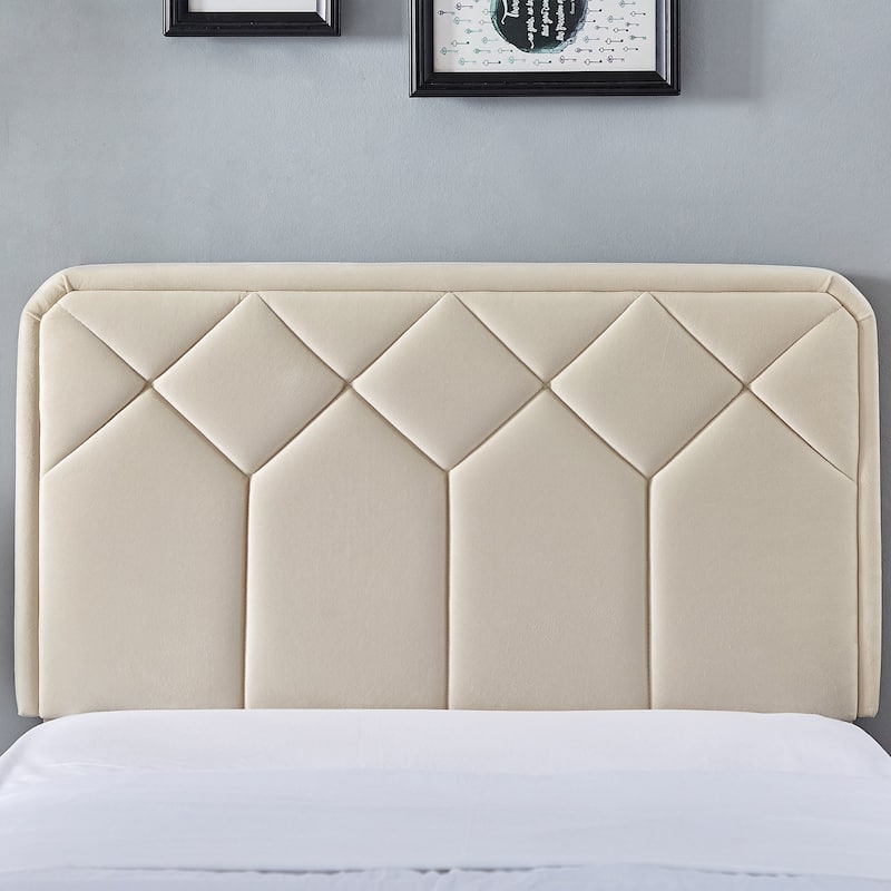2 Pack Twin Size Kids Bed Frame Height Adjustable Diamond Pattern Upholstered Headboard Bed Twin Size Bed Set of 2