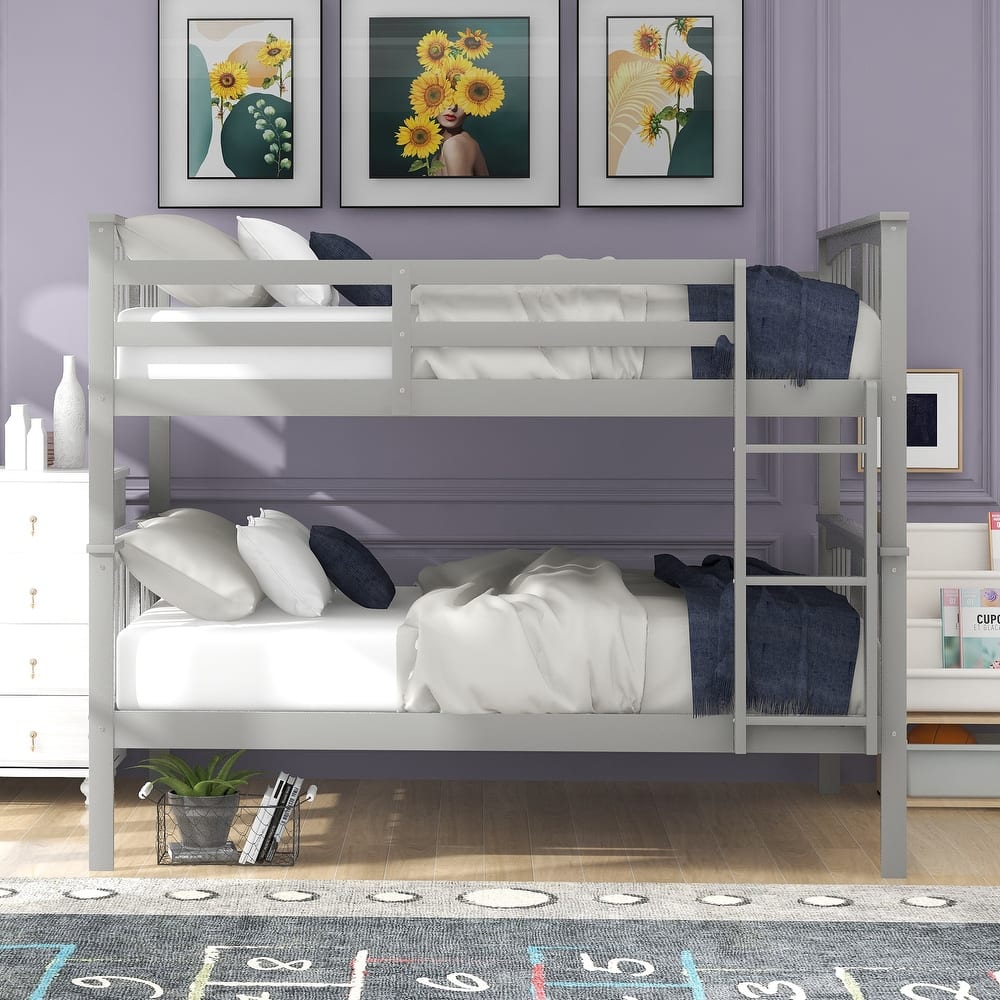Full Over Full Bunk Bed Convertible 2 Full-size Beds with Ladder