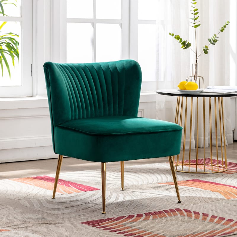Heaven Contemporary Velvet Upholstered Accent Chair - Green