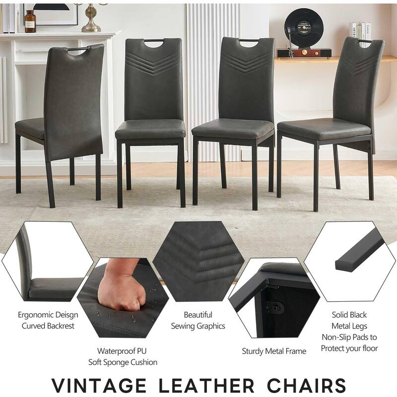 Howtai Upholstered PU Leather Home Kitchen Dining Chairs