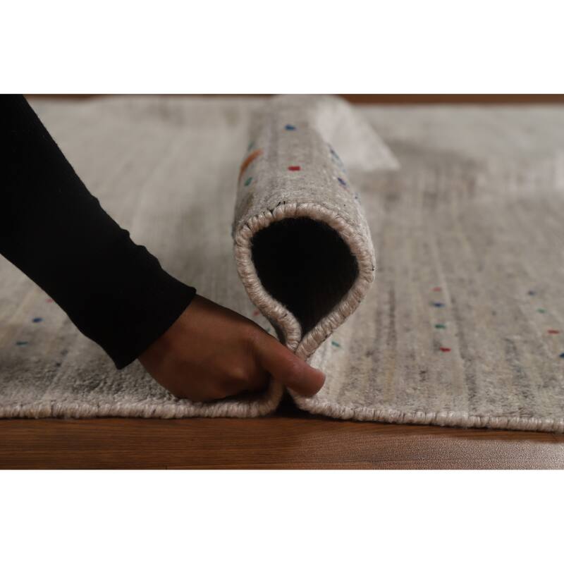 Hand Knotted Oriental 100% Wool Carpet Tribal Tribal Beige & Ivories Gabbeh Area Rug - 12' 2'' X 8' 11''