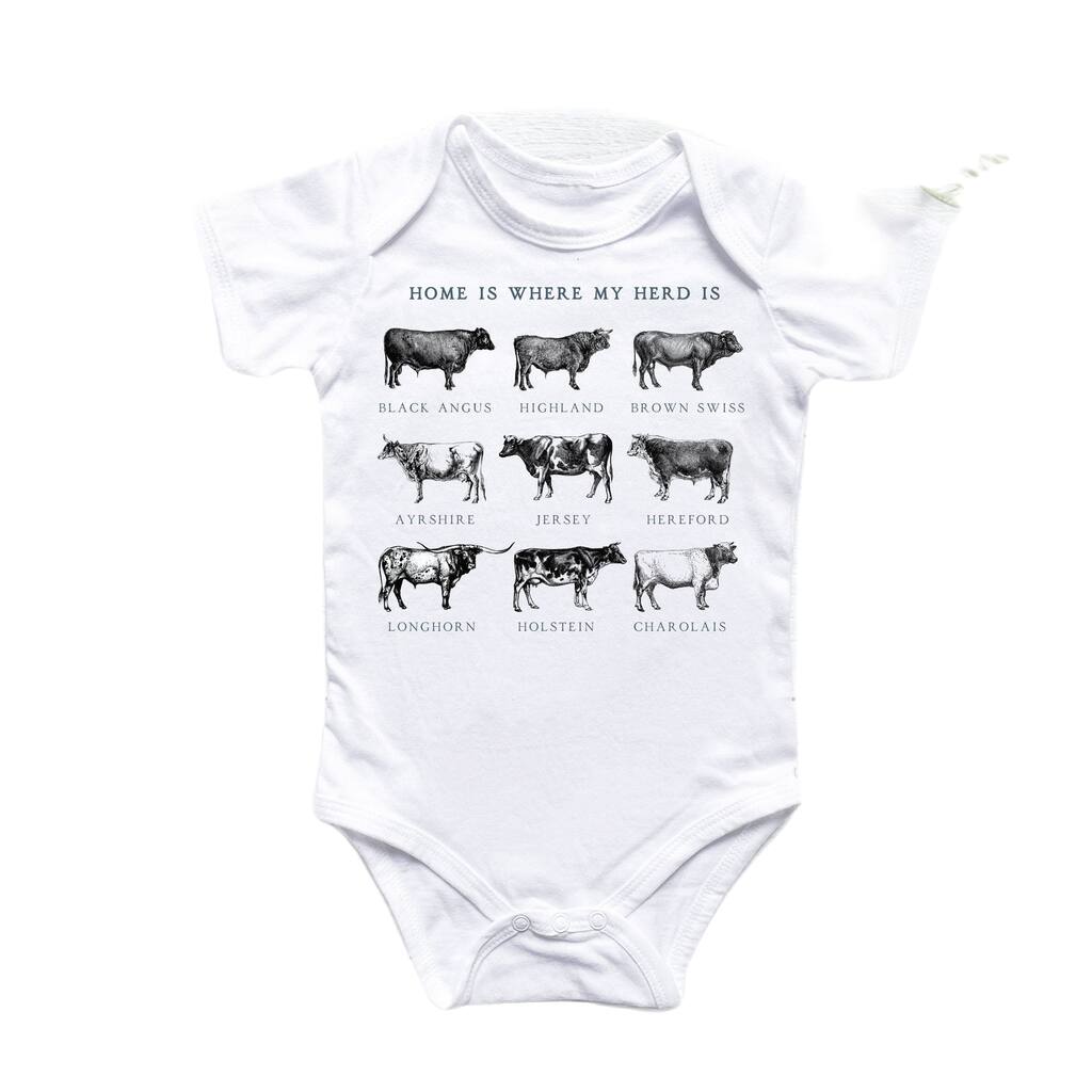 Cow Farm Types - Baby Boy Girl Clothes Infant Bodysuit Funny Cute Newborn