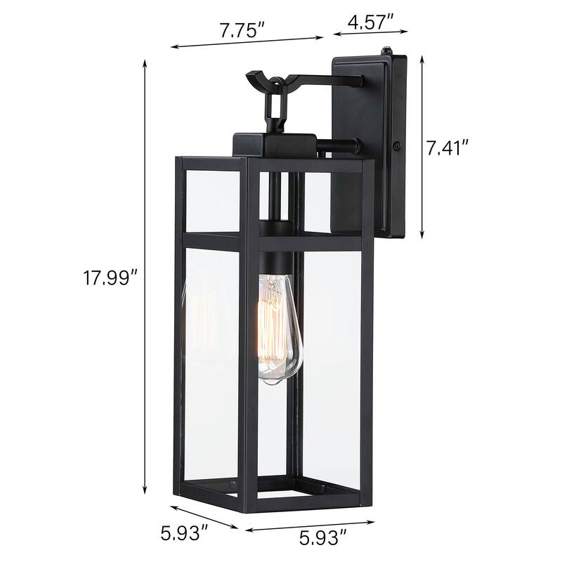 Matte Black Dusk to Dawn Outdoor Wall Light with Clear Glass Shade