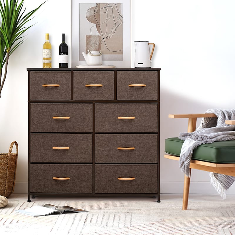 Home Extra Wide Closet Dresser Storage Tower Organizer Unit 9 Drawers
