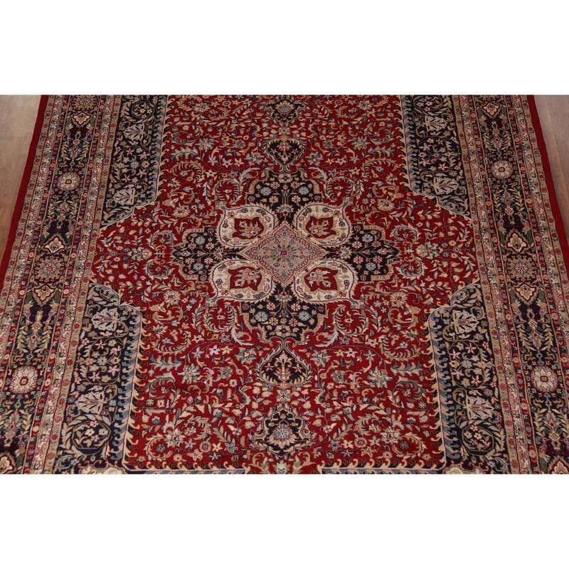Vegetable Dye Kashan Indian Area Rug Handmade Wool Carpet - 8'2"x 11'5"