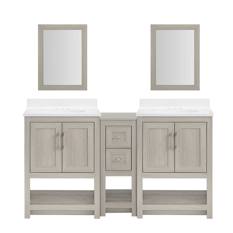 Blakely Double Vanity with Mirror and 12-inch Cabinet