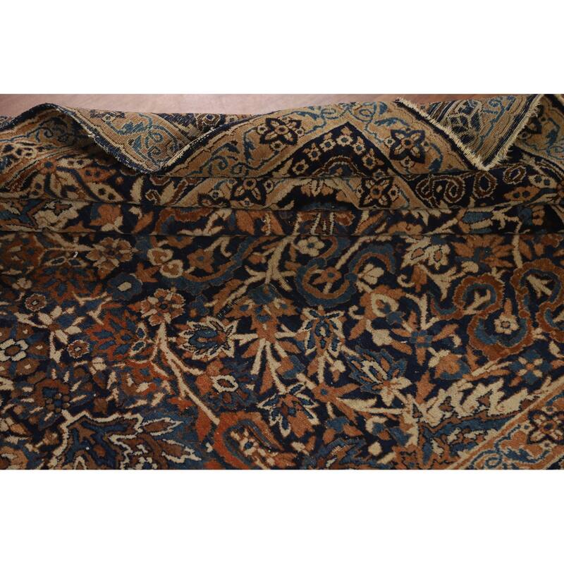 Hand Knotted Oriental 100% Wool Carpet Traditional All-Over Navy Blue & Blues Kerman Area Rug - 7' 0'' X 4' 7''
