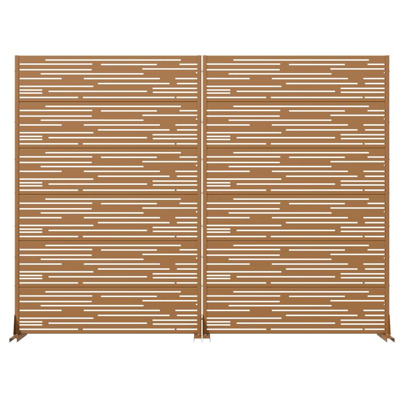 Outdoor Privacy Screen with Stand for Patio Garden Metal Fence Set of 2