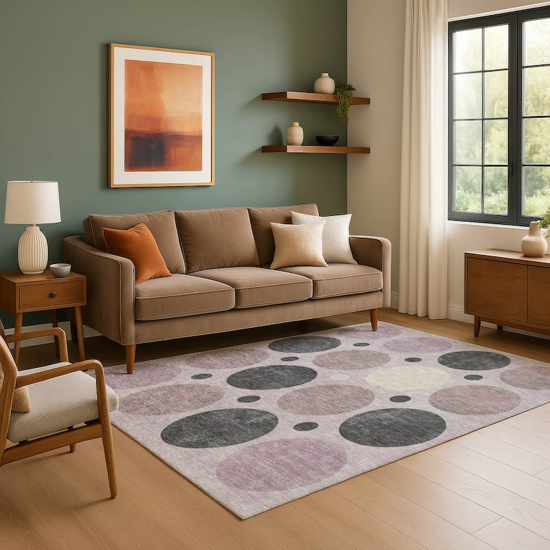 Premium Washable Super Soft Casual Circles Mayfield Rug