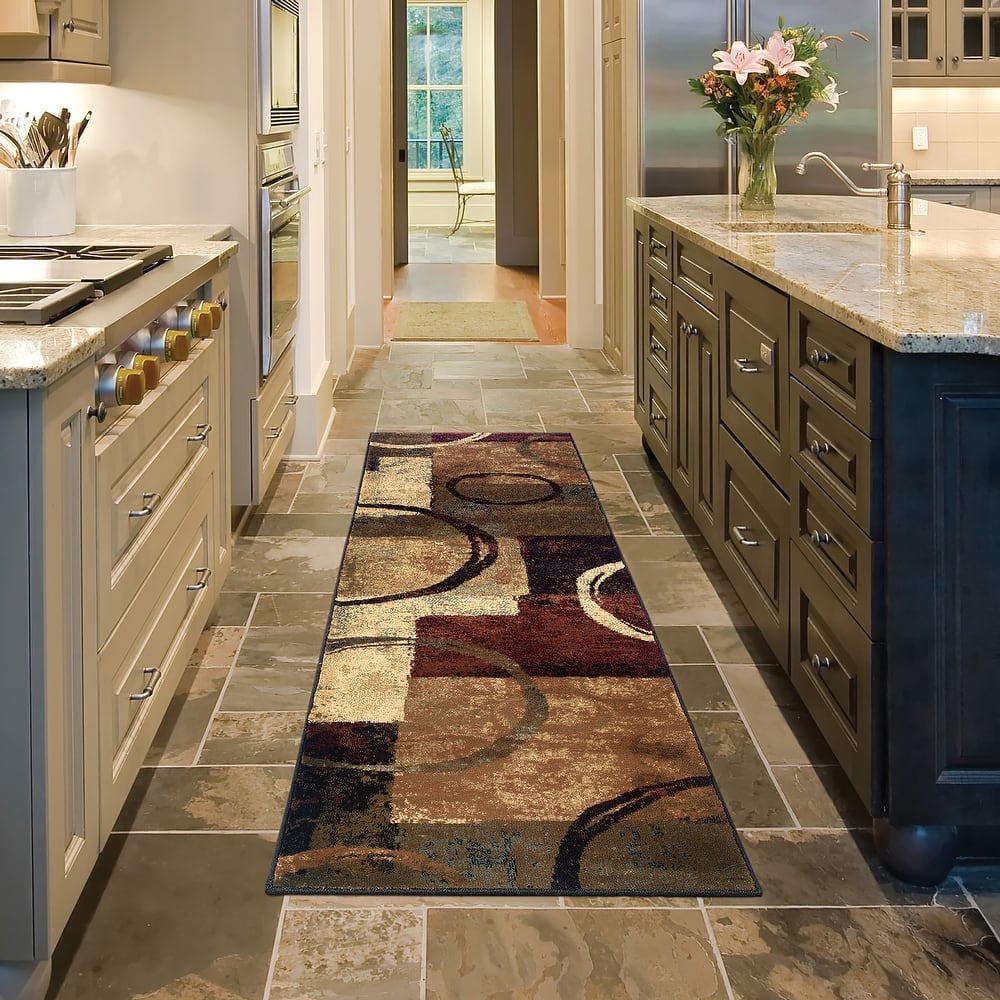 Style Haven Blocks and Rings Brown/ Black Area Rug