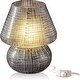preview thumbnail 36 of 40, Mushroom White Glass Dimmable LED Table Lamp with E26 Socket Modern Black Lattice Glow