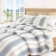 preview thumbnail 8 of 23, Linery & Co. Farmhouse Stripe Microfiber Quilt Set With Shams. King - Cream / Navy