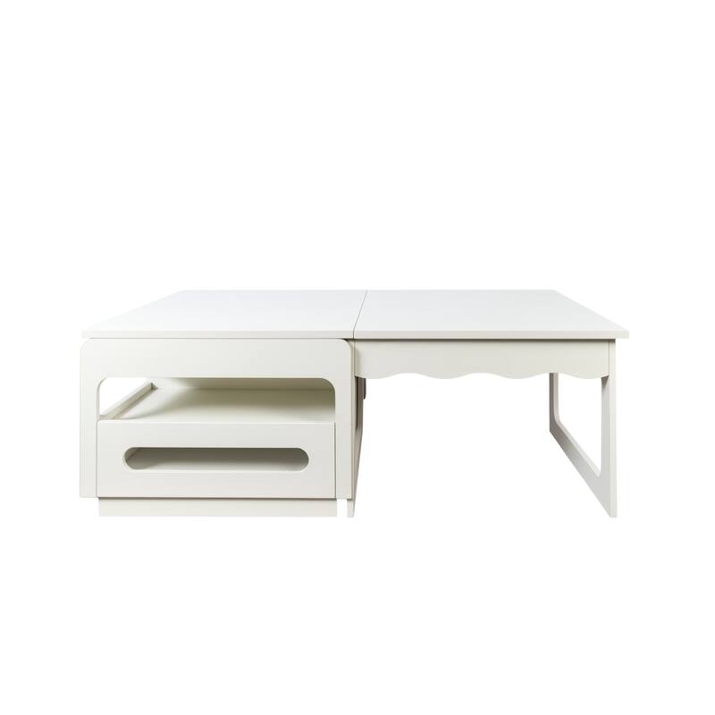 Roomfitters 3-in-1 Convertible Coffee Table with Lift-Top Storage, Multifunctional Expandable Center Table, White