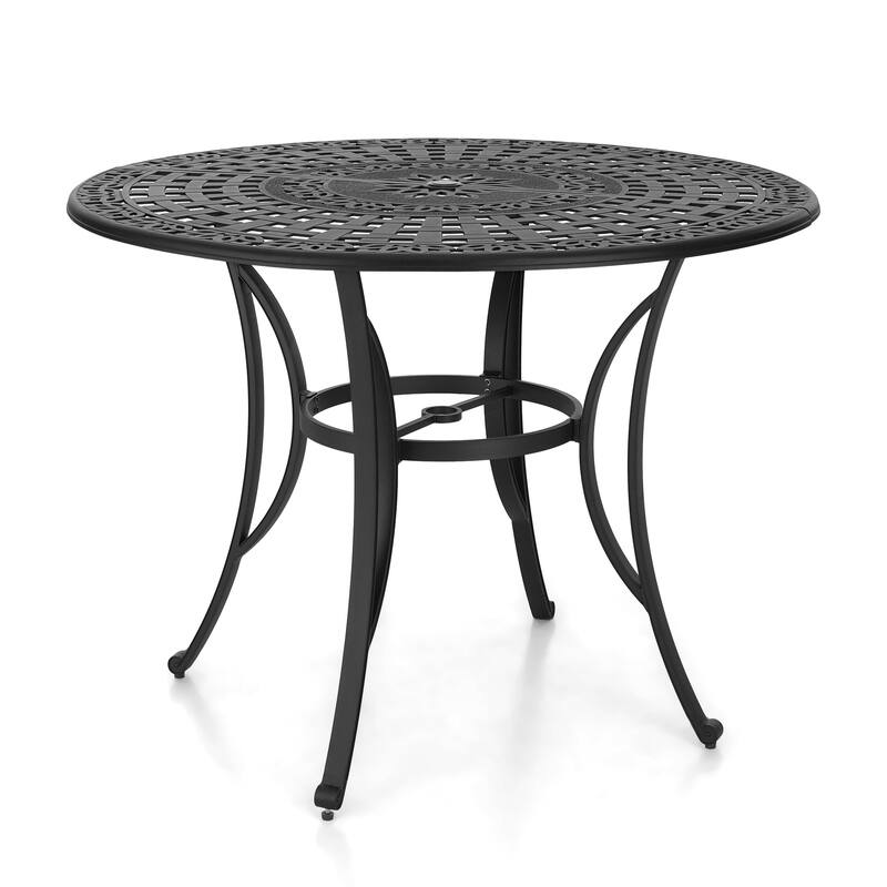 MAISON ARTS 7-Piece Cast Aluminum Patio Bar Stool Set, 6 Swivel Bar Stools and 1 Round Bar Height Table