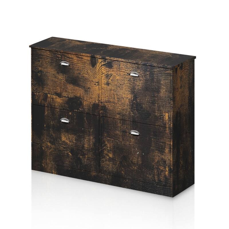 Slim 4 Drawer Shoe Cabinet,Space Saving Storage for Entryway, Hallway and Bedroom (Natural Wood)