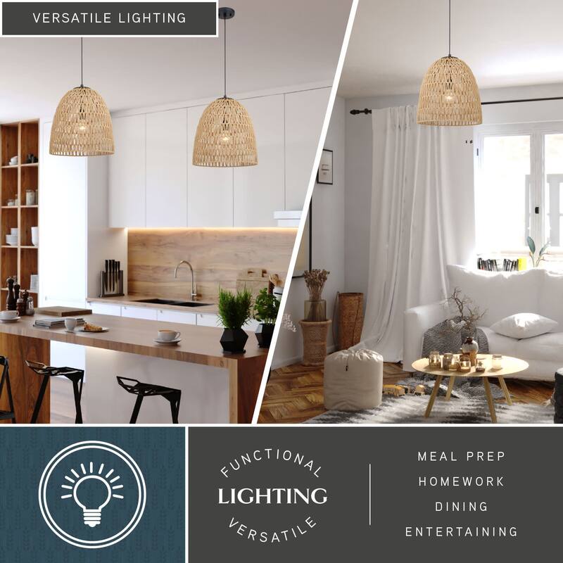 Vaxcel Lighting P0404 Nassau 14" Wide Pendant with Woven Rope Shade
