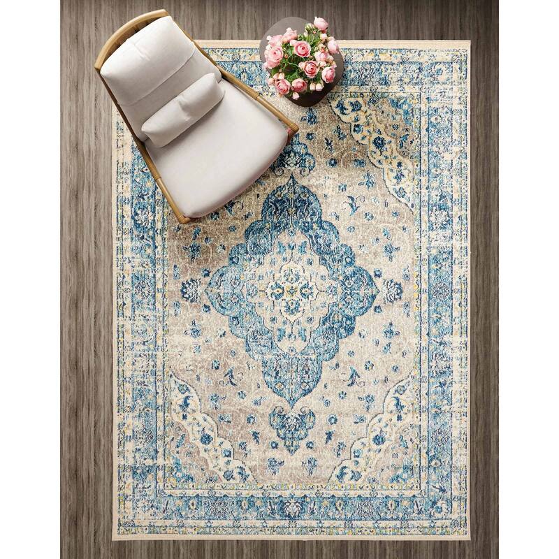 ECARPETGALLERY Machine Made Daria Blue Area Rug