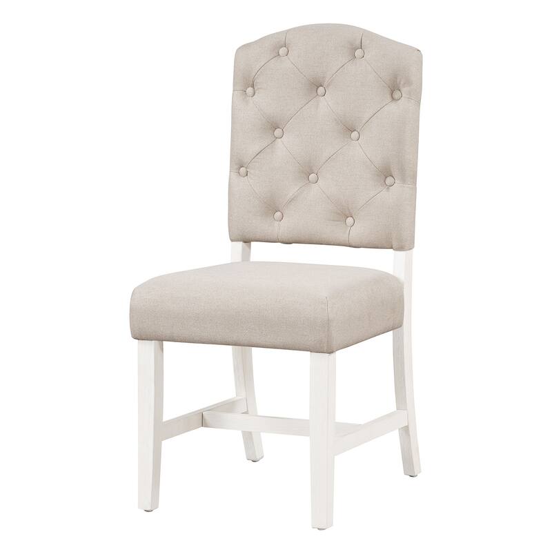 Vintage Style Dining Chair Set, Button Tufted Chairs with Upholstered Seats, for Dining Rooms, Espresso, 4-Piece Set - White