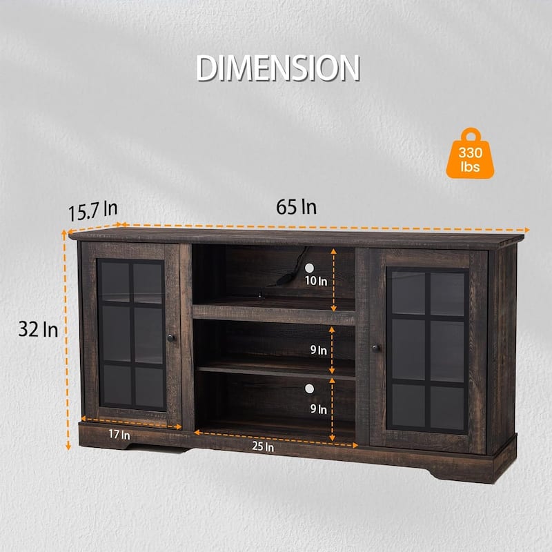 EROMMY 65 Inch TV Stand, Modern Entertainment Center with LED Lights & Storage. - 65inch.
