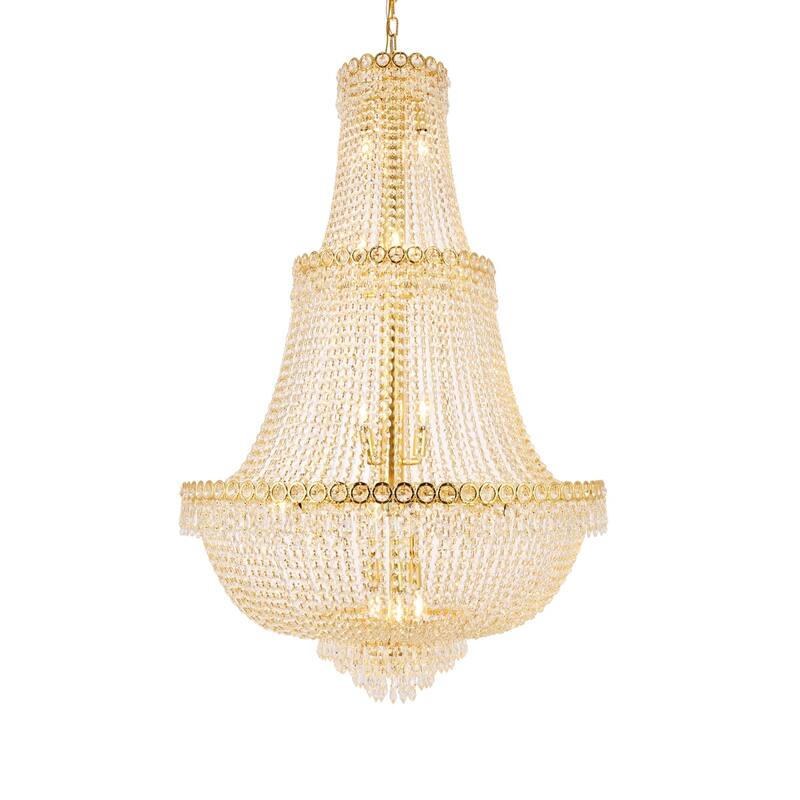 Elegant Lighting Gold 30-inch Royal-cut Crystal Clear Large Hanging Chandelier