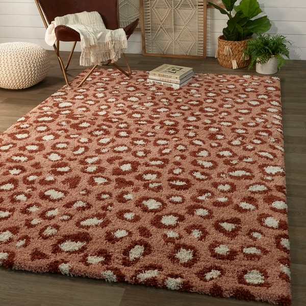 Shop Alma Leopard Print Moroccan Shag Area Rug - Overstock ... (600 x 600 Pixel)