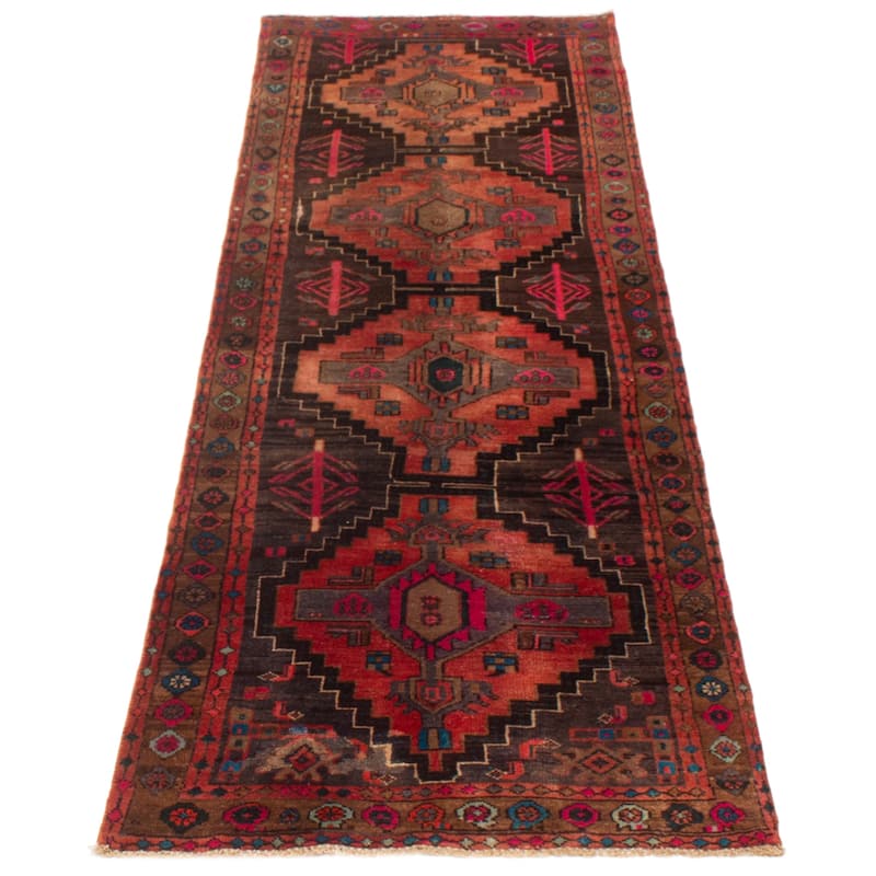 ECARPETGALLERY Hand-knotted Andelz Black, Copper Wool Rug - 3'1 x 9'5
