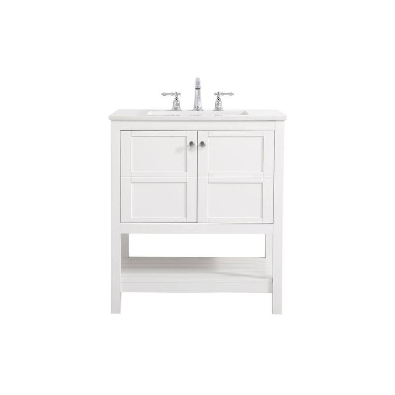 Elegant Lighting VF16430 Theo 30" Free Standing Single Basin Vanity - White - Painted