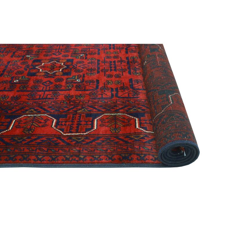 Khamyab Raya Red/Navy Runner - 2'6" x 19'7"