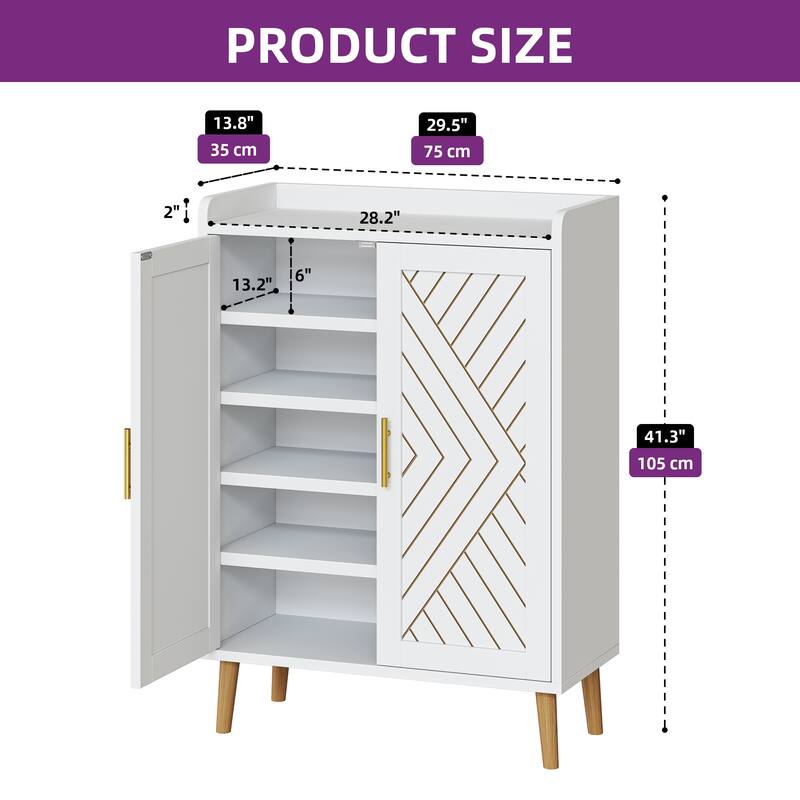 Moasis Shoe Storage Cabinet with Doors, 5-Tier Freestanding Shoe Organizer for Entryway