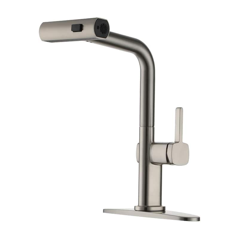 Single Handle Pull Down Sprayer Kitchen Faucet with Motion Sense Wave, Power Boost - Brushed Nickel (No-Sensor Version)