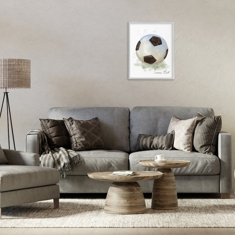 Stupell Soft Pastel Soccer Ball Framed Giclee Art Design By Matthew Piotrowicz