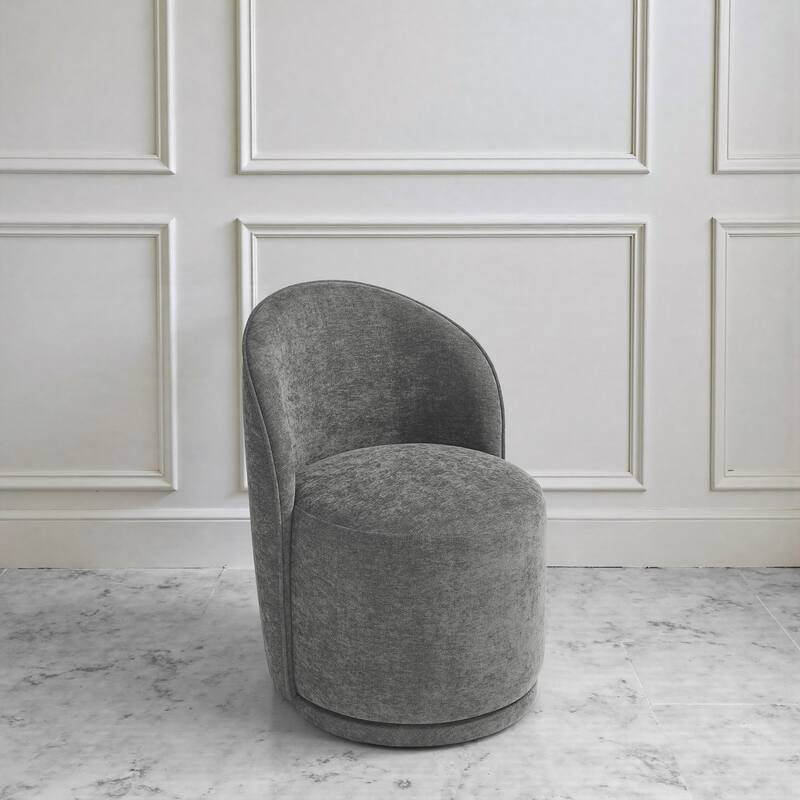 Upholstered Swivel Dining Chair Armless Barrel Chair