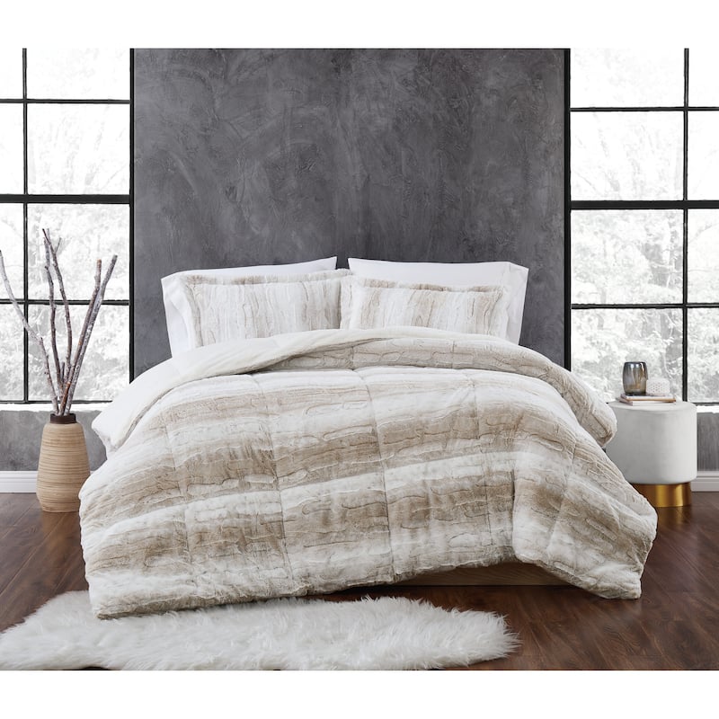 Christian Siriano Snow Leopard 3-piece Comforter Set - Tan - Full - Queen