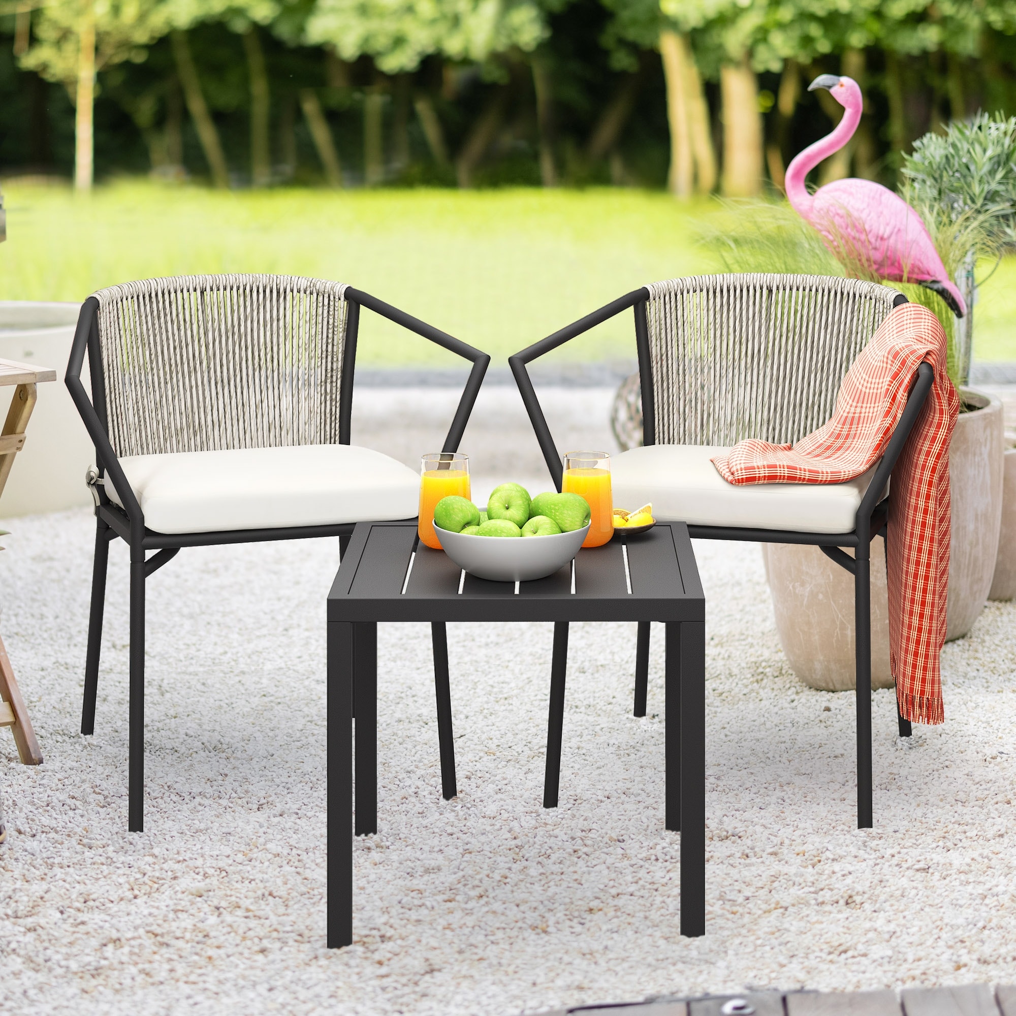 discount prices sale Moasis Patio Rope 3 Piece Outdoor Bistro Set