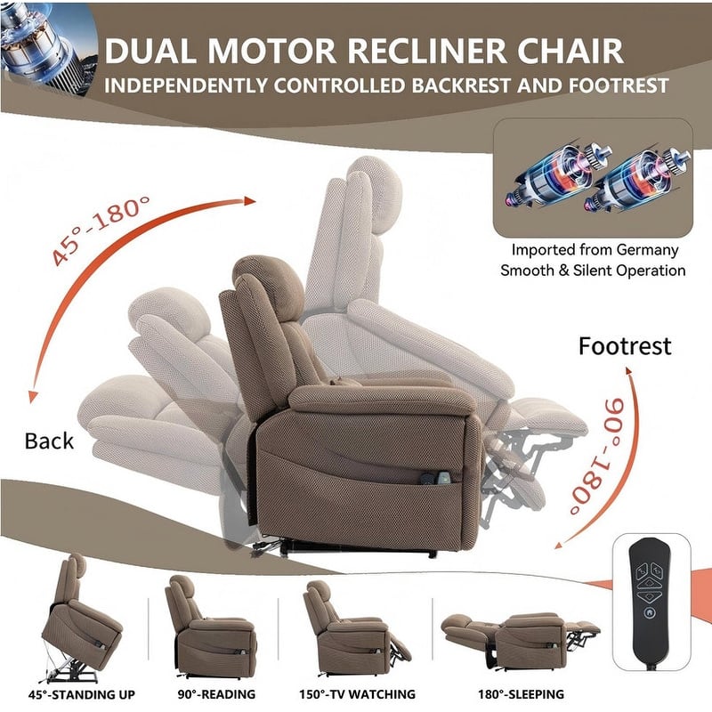 50-In Oversized Dual Motors Power Lift Recliner,Extra Wide Seat Lift Recliner with Heat/Massage,Wireless Charging