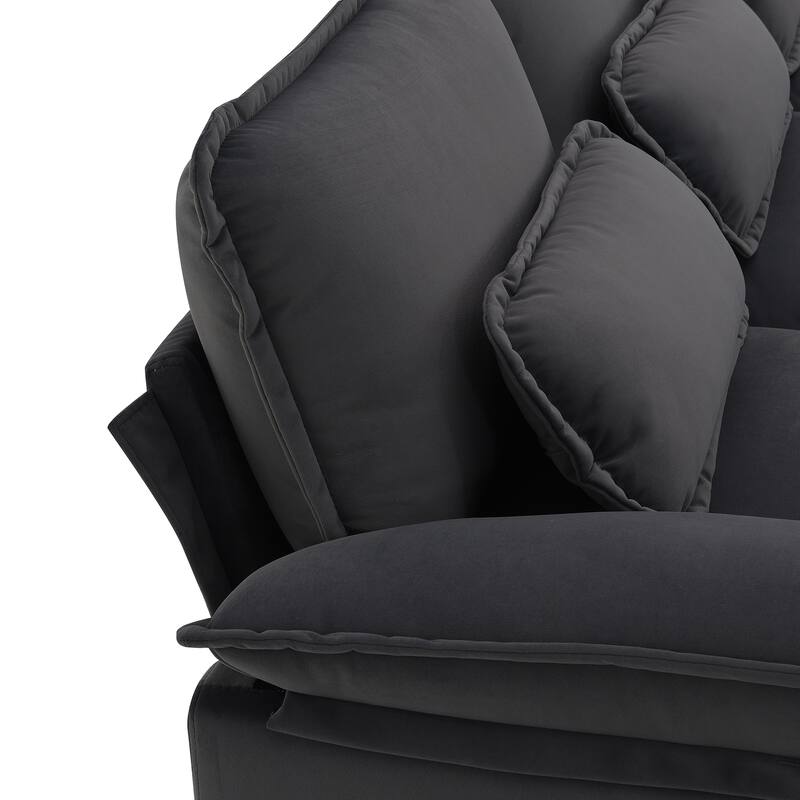 Modular U-shaped Sectional Sofa with 4 Waist Pillows, 6-Seat Upholstered Sofa with Chaise Lounge, Oversized Velvet Cloud Sofa