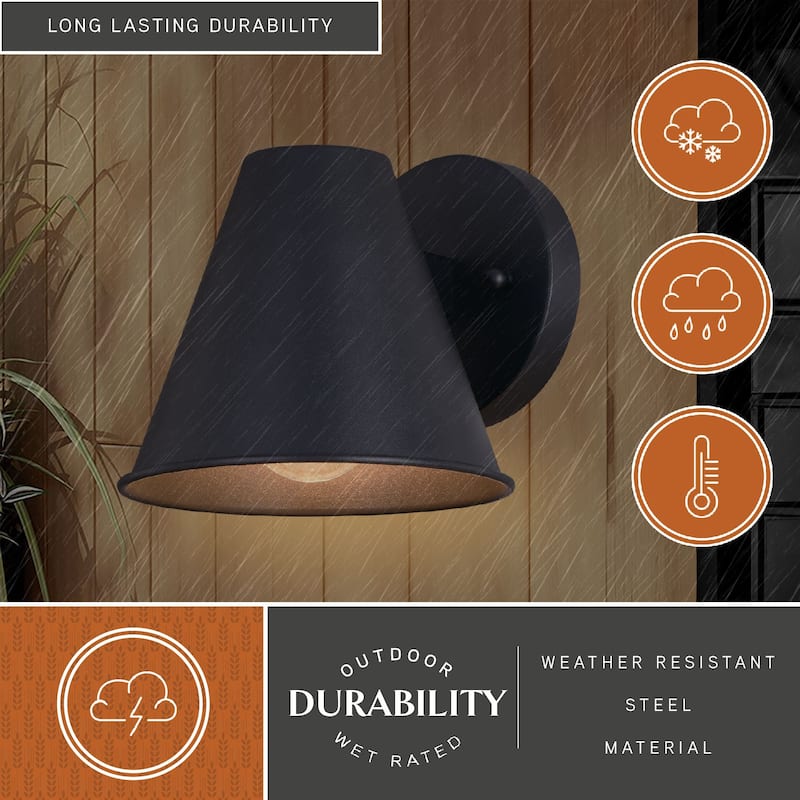 Smith 1-Light Modern Contemporary Indoor-Outdoor Wall Sconce with Metal Cone Shade, Dark Sky Compliant