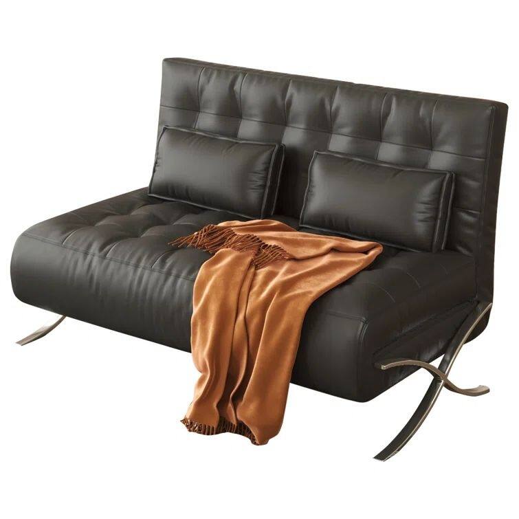 JASIWAY 43.3'' Vegan Leather Sofa Bed with Metal Leg
