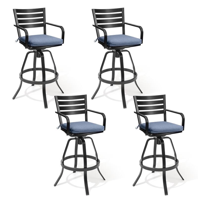 Crestlive Outdoor Cast Aluminum Swivel Bar Stool with Sunbrella Cushion - 18.5" W x 18.5" D x 45.67" H