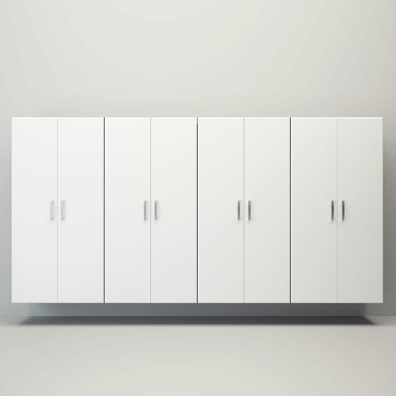 Flow Wall 6pc PVC Indoor Jumbo Cabinet Storage Center - Silver Slate Wall / White Cabinets