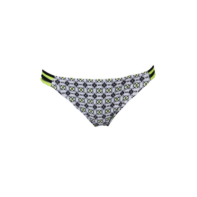 NEW Hula Honey Blue Floral Strappy Tab Sides Geo Swim Bottom Hipster Bikini L