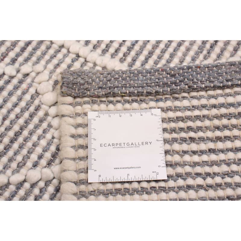 ECARPETGALLERY Braid weave Sienna Grey Wool Rug - 6'0 x 9'0