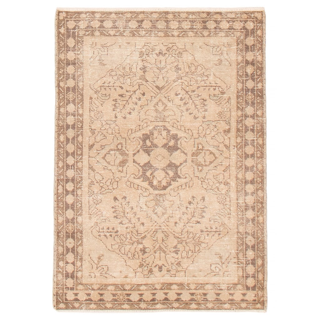 ECARPETGALLERY Hand-knotted Antalya Vintage Beige Wool Rug - 3'4 x 4'8