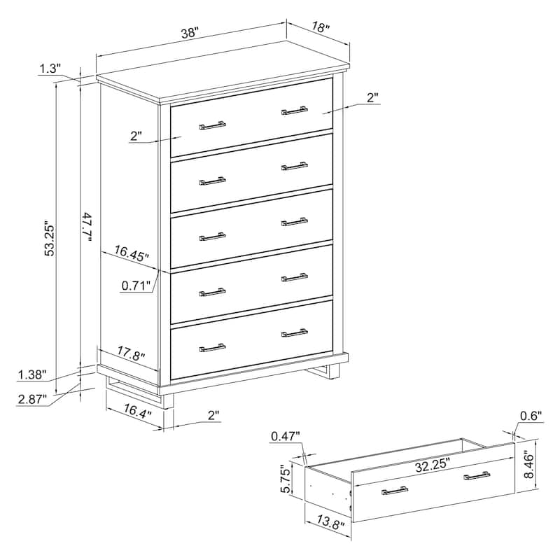 Farmhouse 4-Piece Bedroom Set - 2 Nightstand, 1 Chest and 1 Dresser