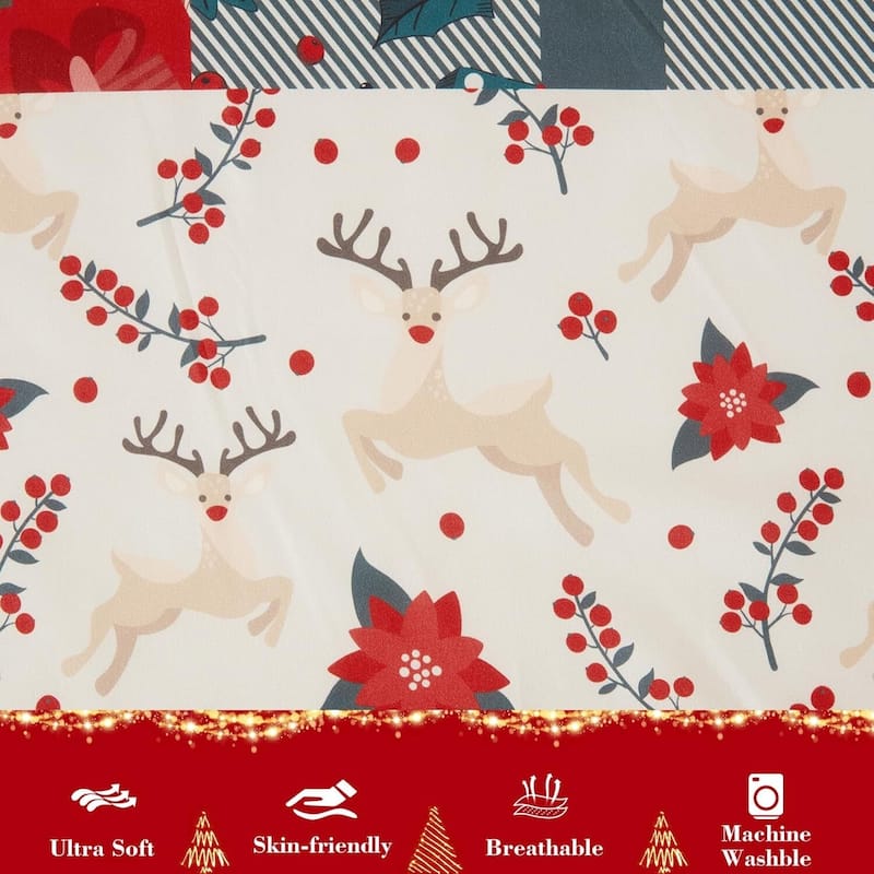 Christmas Holiday Patchwork Duvet Cover and Pillow Shams Set, Bedding Set