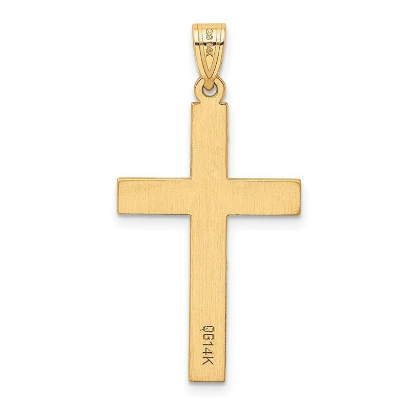 Curata 14k Yellow Gold Solid Prong set Flat back Polished back Polished .02ct. Diamond Cross Pendant